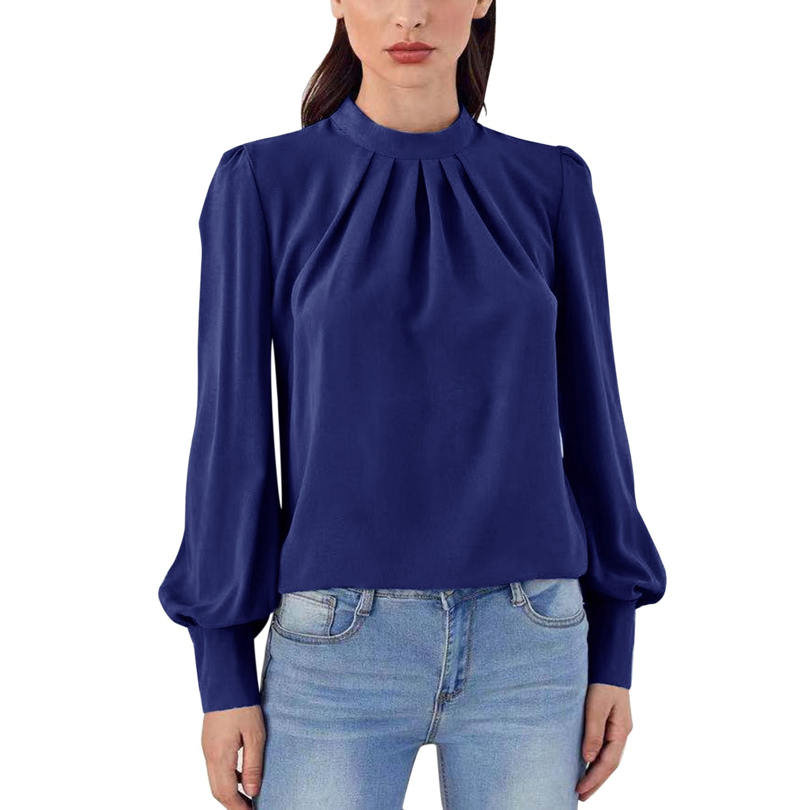 Baberdicy Women's T-Shirts Womens Mock Neck Crew Neck Blouses Long Sleeve  Business Casual Tops Shirt Womens Tops - Walmart.com