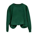 thumbnail image 1 of Baberdicy Women's T-Shirts Womens Sweatshirt Crewneck Loose Fit Solid Color Long Sleeve Tops Ladies Fall Shirts Womens Tops Green, 1 of 4