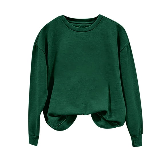 Baberdicy Women's T-Shirts Womens Sweatshirt Crewneck Loose Fit Solid Color Long Sleeve Tops Ladies Fall Shirts Womens Tops Green