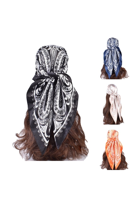 Women's Vintage Cashew Print Large Square Scarf, Silk Feel Lightweight Headscarf Head Wrap, Fashionable Neck Shawl & Hair Accessory,Charcoal Fits All – Gift Ready