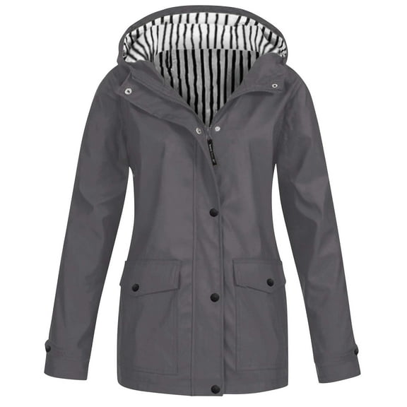 Baberdicy Women's Waterproof Rain Jacket, Hooded Outdoor Trekking Hiking Shell Coat , Waterproof Hiking Jacket, Hooded Mountain Shell, Level-3 Rain Coat Grey M