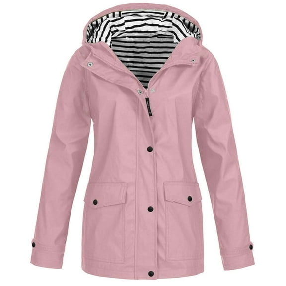 Baberdicy Women's Waterproof Rain Shell, Level-3 Hiking Jacket, Mountain Trek & Travel Days , Waterproof Hiking Jacket, Level-3 Rain Shell, Mountain Coat Pink M