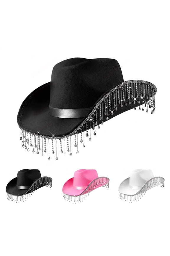 Women's Western Hat & Scarf Set, 3 Piece Costume Accessory for Theme Party, Halloween, Photoshoot Pink Universal Fit