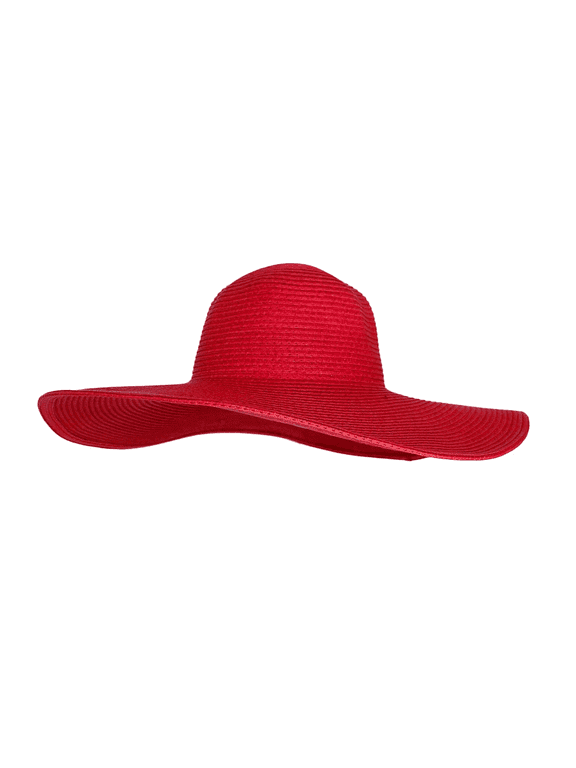 Women's Wide Brim Floppy Beach Hat, Foldable Summer Sun Hat,Crimson Red Free Size