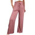 thumbnail image 1 of Baberdicy Women's Wide Leg Lounge Pants with Pockets Lightweight High Waisted Adjustable Tie Knot Loose Trousers Pink, Size: S-3Xl, 1 of 9