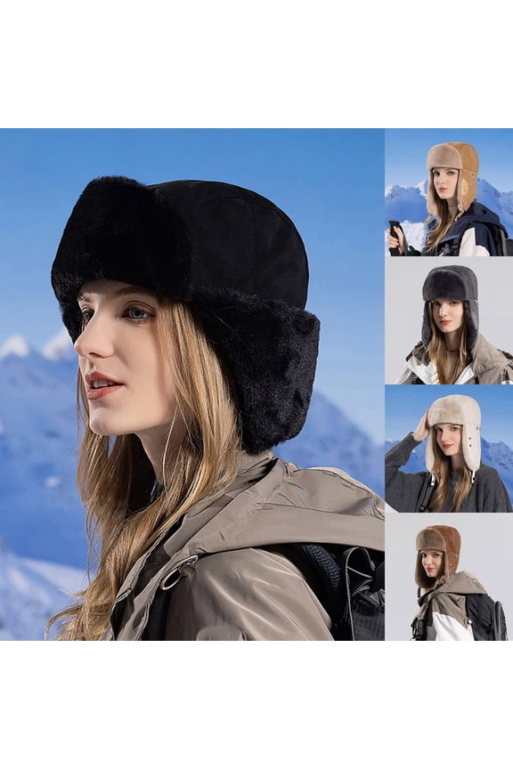 Women's Winter Aviator Trapper Hat, Plush Lined Ear Flap Cap with Hood for Cold Weather,Beige Fits All – Gift Ready