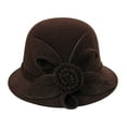 thumbnail image 1 of Baberdicy Women's Winter Cloche Hat - Wool Fisherman Style - Round Top with Flower - Cold Weather Essential - Women's Autumn And Winter Flowers Round Top Casual J,M, 1 of 3