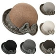 thumbnail image 1 of Baberdicy Women's Wool Felt Cloche Hat, Winter Round Top Fisherman Bucket Cap, Vintage Style Dress Hat,Warm Terracotta M, 1 of 4