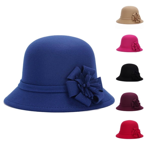 Baberdicy Women's Wool Felt Top Hat, Vintage Cloche Hat for Wedding Guest, Church, Easter, Special Occasion Red Universal Fit