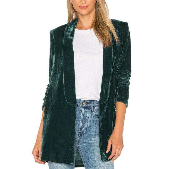 Baberdicy Womens Blazer Women's Golden Velvet Solid Colour Fashion Casual Top Jacket Womens Blazer Army Green