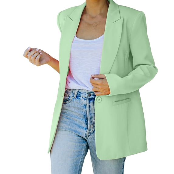 Baberdicy Womens Blazers for Work Professional Women's Casual Light Weight Thin Jacket Slim Coat Long Sleeve Office Business Coats Jacket Lady Blouse ( Green S )
