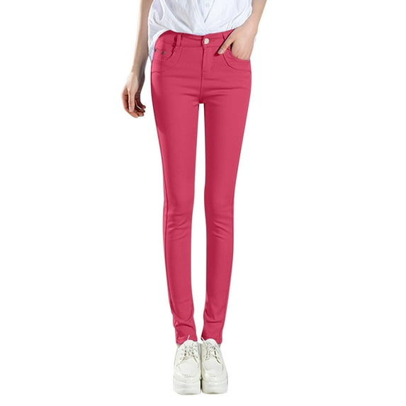 Baberdicy Womens Jeans Women High Rise Fashion Jean Classic Solid Color Ankle Jeans Casual Regular Tight Fitting Jeans Jeans for Women Hot Pink