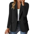 thumbnail image 1 of Baberdicy Womens Suit Women's Casual Solid Color Suit Jacket Lapel Keep Warm and Slim Loose Long Sleeve Fashion Cardigan Coat Womens Blazer Black, 1 of 6