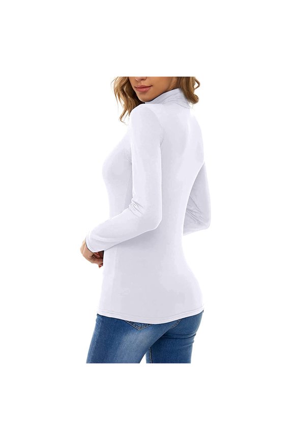 Womens Sweaters Autumn And Winter Solid Color High-Neck Basic Base Shirt V Neck Womens Sweaters M
