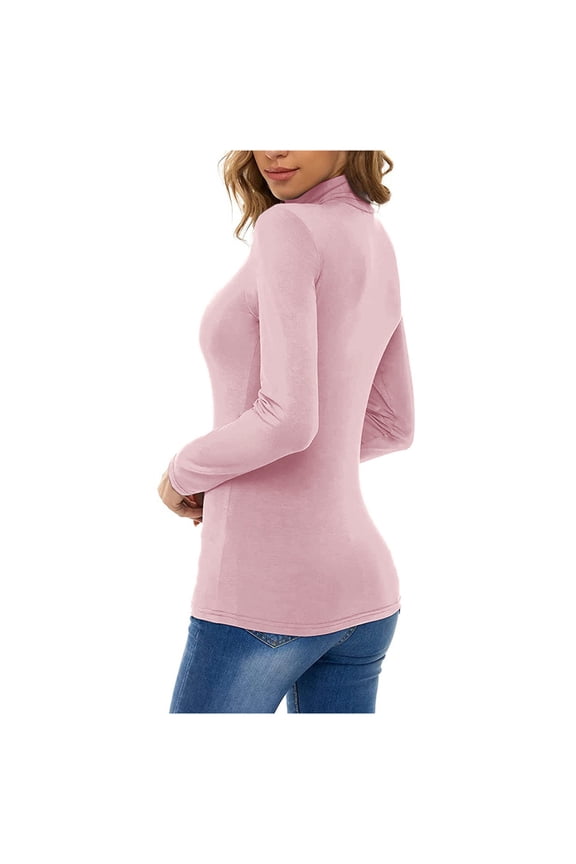 Womens Sweaters Autumn And Winter Solid Color High-Neck Basic Base Shirt V Neck Womens Sweaters M