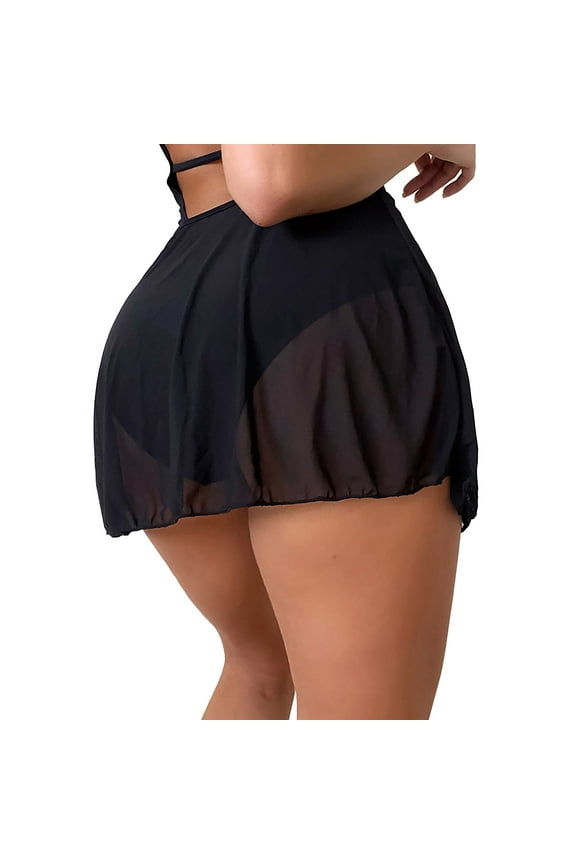 Womens Swim Short Women's Solid Color High Waisted Slim Boxer Swimming Bottoms Skirt Wrap Skirt Bikini Bottoms Bikini Bottom Black Xl