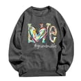 thumbnail image 1 of Baberdicy Womens Tops Love Grandma Life Women's Letter Print Crew Neck Long Sleeve Sweatshirt Plus Size Tops for Women Dark Gray, 1 of 3