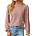 thumbnail image 1 of Baberdicy Womens Tops Women's Long Sleeve T Shirt Fashion Crew Neck Tops Solid Color Casual Blouses Plus Size Tops for Women Hot Pink, 1 of 7
