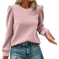 thumbnail image 1 of Baberdicy Womens Tops Women's Puff Long Sleeve Sweatshirts Crewneck Loose Pullover Tops Plus Size Tops for Women Pink, 1 of 4