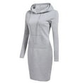 thumbnail image 1 of Baberdicy Womens Tops Women's Solid Hooded Lace up Long Sleeve Pocket Long Fashion Sweater Plus Size Tops for Women, 1 of 8