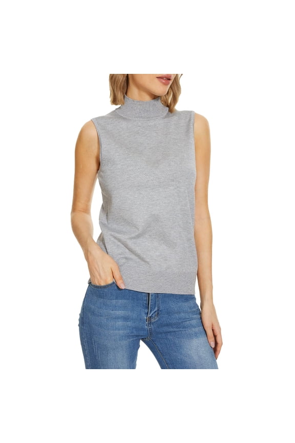 Womens Turtleneck Sweaters, Women Sleeveless Mock Neck Tops for Women Sweater Knit Turtleneck Soft Basic Vest Tank Lightweight V Neck Cardigan Sweaters for Women S