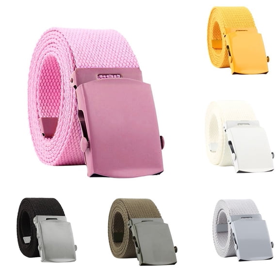 Baberdicy Woven Canvas Belt, Automatic Buckle Nylon Strap,Coral Fits All – Gift Ready