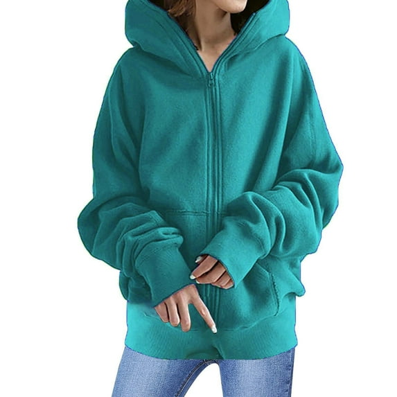 Baberdicy Zip up Hoodie Women, Women's Cute Hoodies Teen Girl Fall Jacket Oversized Sweatshirts Casual Clothes Zip up Hoodie with Pocket Essentials Hoodie Green
