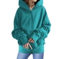 thumbnail image 1 of Baberdicy Zip up Hoodie Women, Women's Cute Hoodies Teen Girl Fall Jacket Oversized Sweatshirts Casual Clothes Zip up Hoodie with Pocket Essentials Hoodie Green, 1 of 5