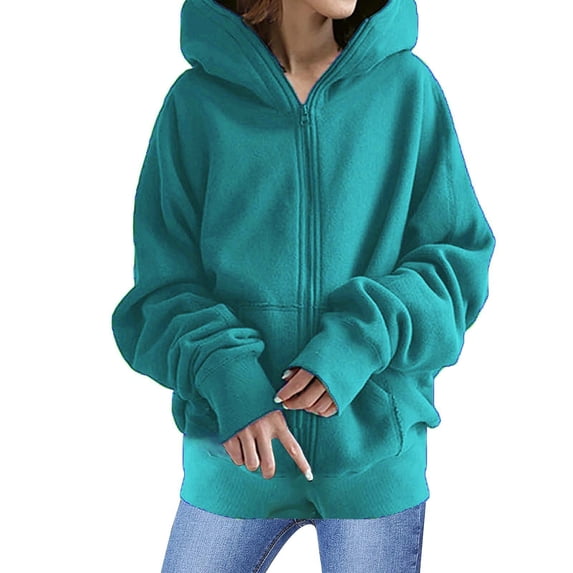 Baberdicy Zip up Hoodie Women, Women's Cute Hoodies Teen Girl Fall Jacket Oversized Sweatshirts Casual Clothes Zip up Hoodie with Pocket Essentials Hoodie Green