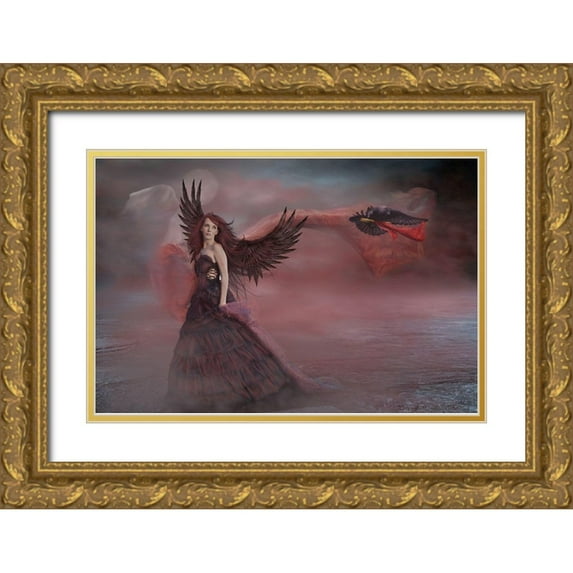Babette 14x11 Gold Ornate Wood Framed with Double Matting Museum Art Print Titled - Code Red