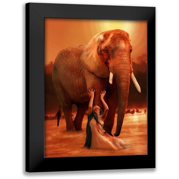Babette 15x18 Black Modern Framed Museum Art Print Titled - Elephant Ritual