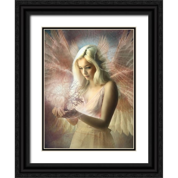 Babette 15x18 Black Ornate Wood Framed with Double Matting Museum Art Print Titled - Angel Jehoël