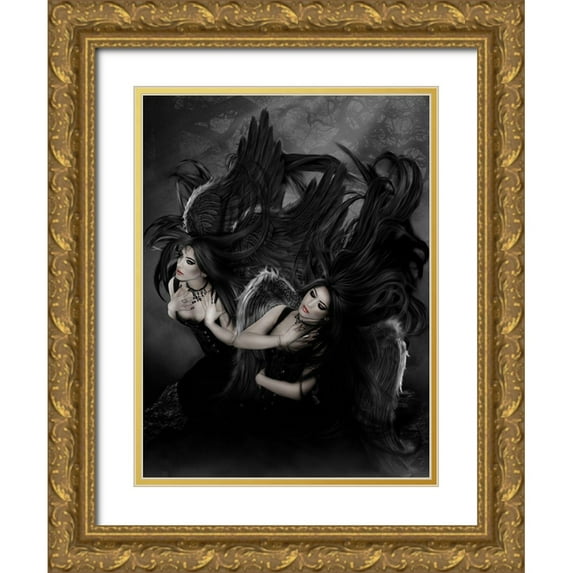 Babette 19x24 Gold Ornate Wood Framed with Double Matting Museum Art Print Titled - Embrace Your Darkness