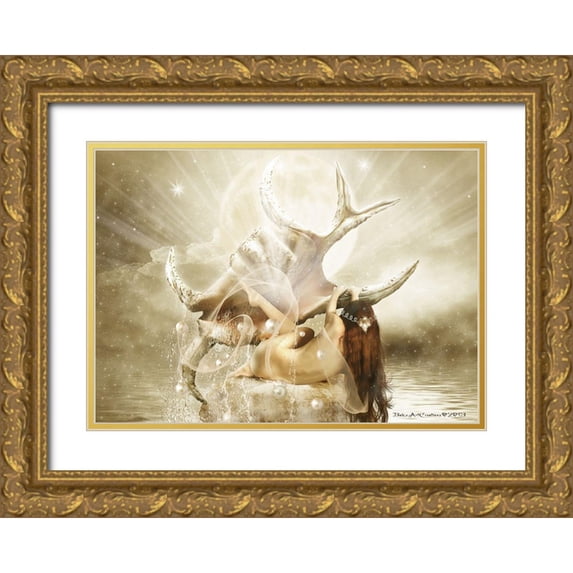 Babette 32x24 Gold Ornate Wood Framed with Double Matting Museum Art Print Titled - Venus Twee