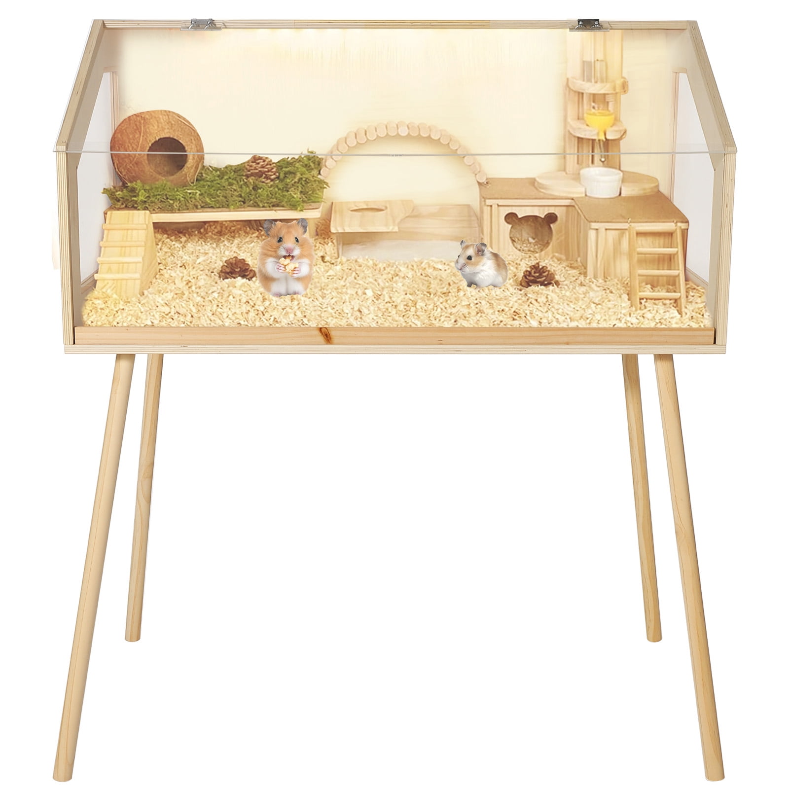 Babevy 40"x20"x47.5" Wood Hamster Cage, Indoor Guinea Pig Cage with Legs, Openable Top & Acrylic Window for Chinchillas Gerbils Hedgehogs