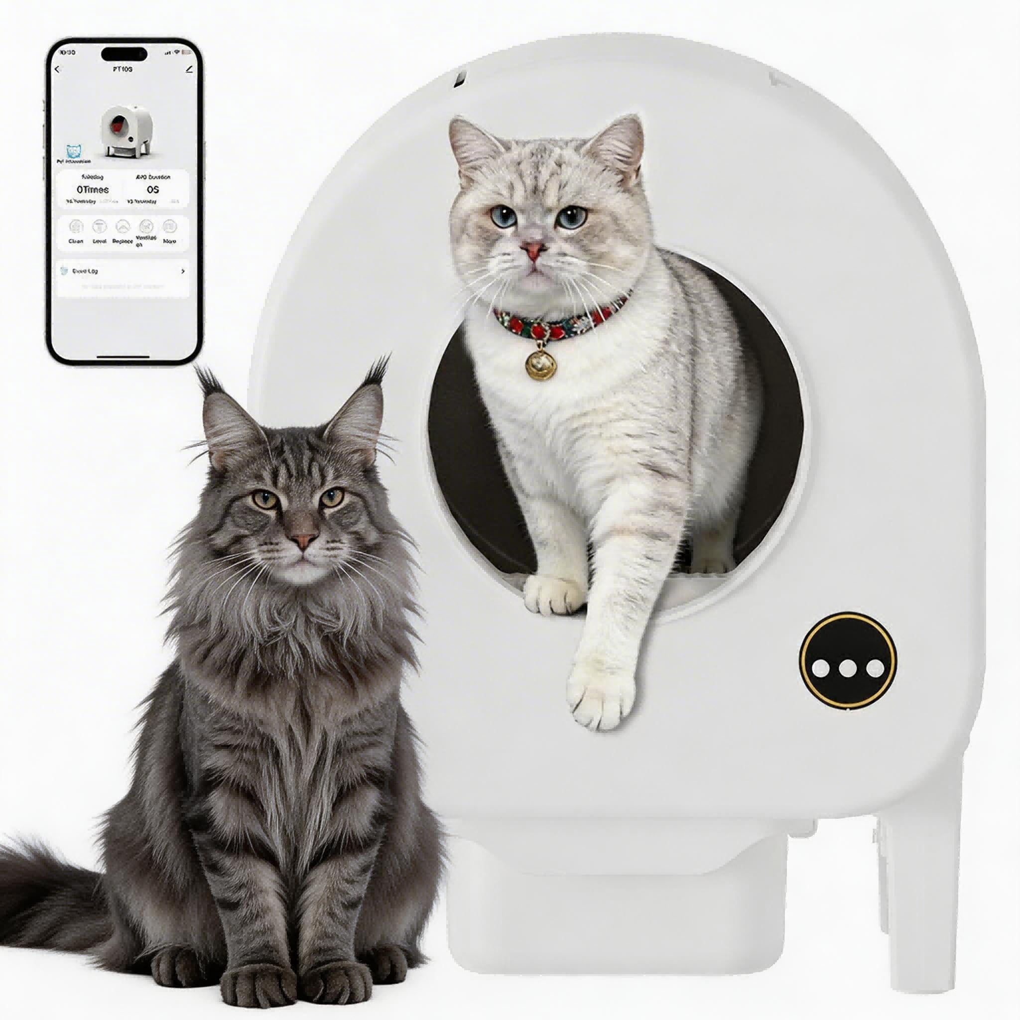 Babevy 68L Self Cleaning Cat Litter Box with APP Control, Dual Safety Protection & Odor Removal for Multiple Cats