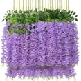 thumbnail image 1 of Babibeauty 12 Pack 3.6 Feet Artificial Fake Wisteria Vine Ratta Hanging Garland Silk Flowers String Home Party Wedding Decor (Purple), 1 of 7