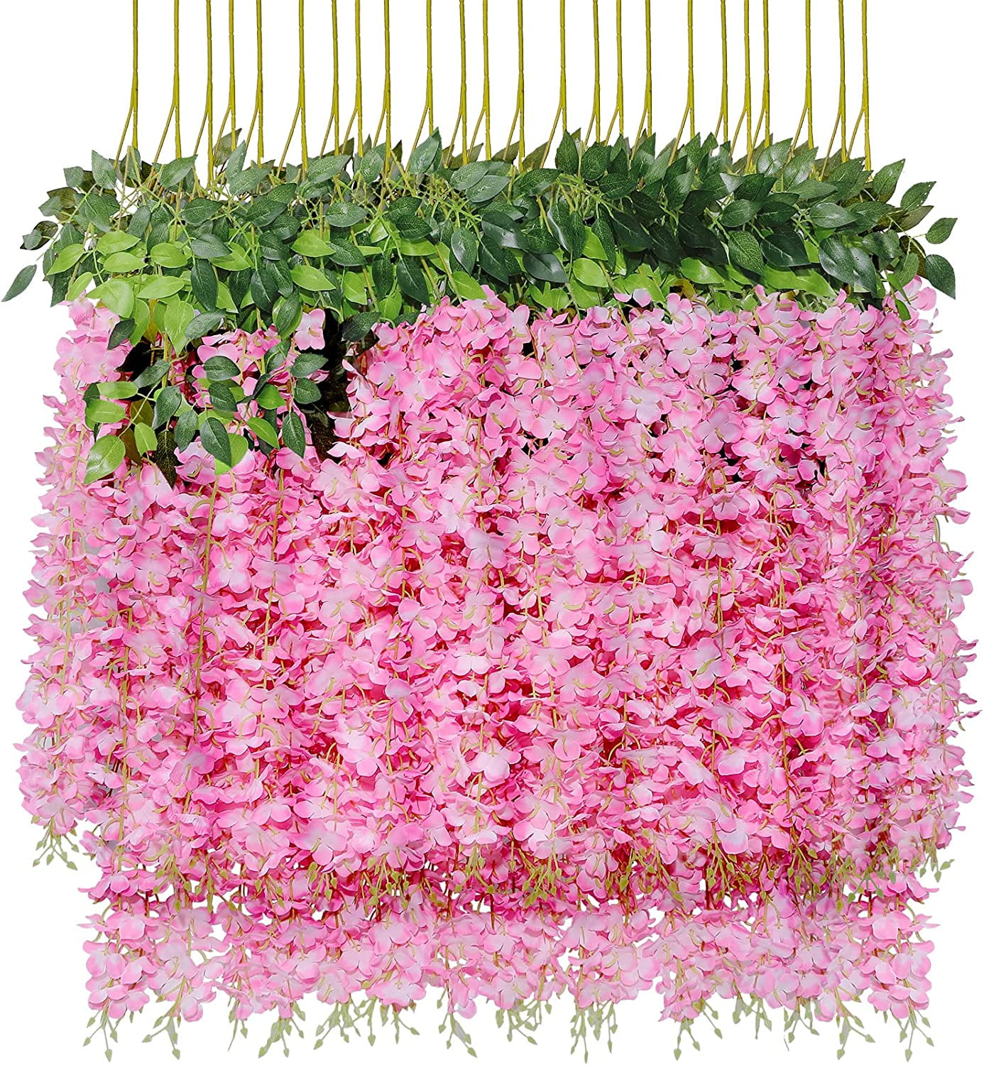 Blush Pink Artificial Wisteria Garland with Silk Flowers, 24 Pack