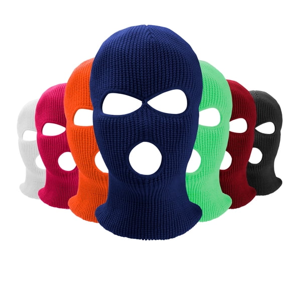 Babibeauty 3-Hole Full Face Cover Ski Balaclava Mask Knitted Hat for Men Women, Blue