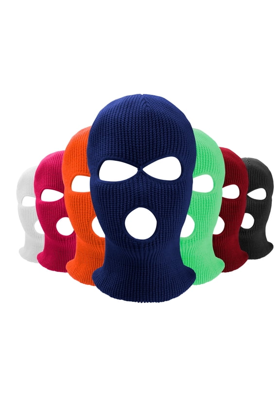 3-Hole Full Face Cover Ski Balaclava Mask Knitted Hat for Men Women, Blue