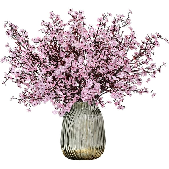 Babibeauty 6 Pcs Babys Breath Artificial Flowers Pink Bulk Real Touch Faux Silk Gypsophila Bouquet Fake Plastic Flower Decor for Home Wedding Bouquets Floral Arrangement Party Decoration, Pink