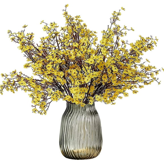 Babibeauty 6 Pcs Babys Breath Artificial Flowers Pink Bulk Real Touch Faux Silk Gypsophila Bouquet Fake Plastic Flower Decor for Home Wedding Bouquets Floral Arrangement Party Decoration, Yellow