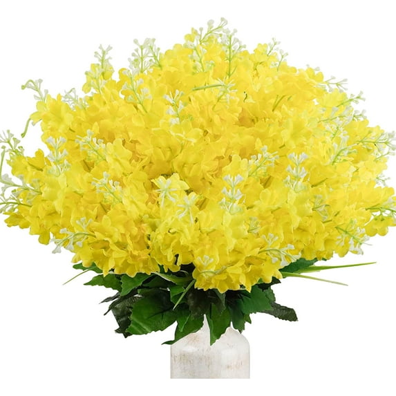 Babibeauty 6Pcs Artificial Wisteria Bundle Fake Hyacinth Flowers Silk Floral Bouquet Arrangements Home Garden Fences Restrant Hotel Parties Wedding Simulation Decor Yellow