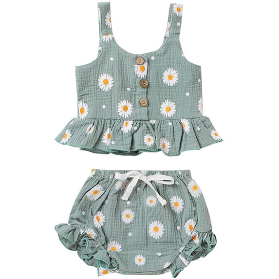 Babibeauty Baby Girl Shorts Set Daisy Crop Vest Tank Tees Tops Short Pants Set Outfit Toddler Girl Summer Clothes