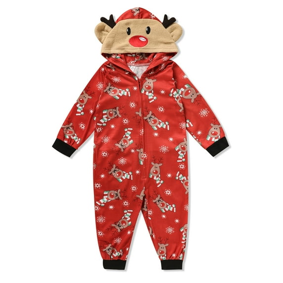 Babibeauty Family Matching Christmas Hoodie Jumpsuit Pajamas Sleepwear Deer Long Sleeve Sweatshirt Bodysuit Homewear Outfits