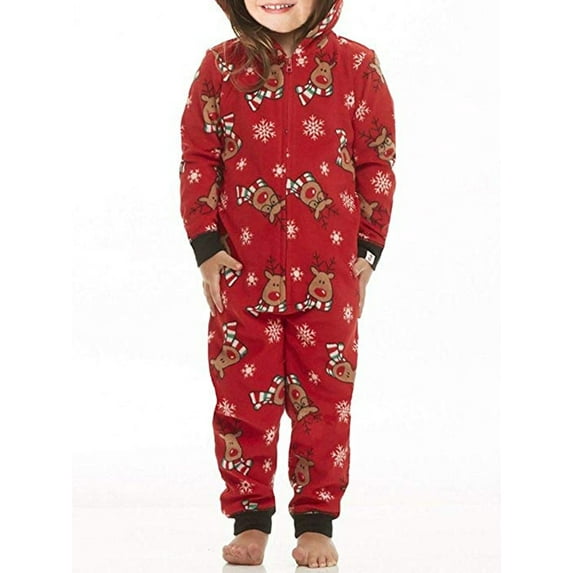 Babibeauty Family Matching Christmas Pajamas Set Sleepwear Jumpsuit Hoodie with Hood for Family