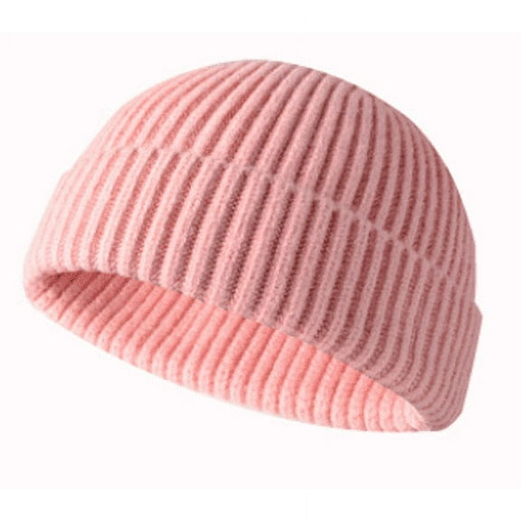 Babibeauty Men Women Universal Winter Knitted Hat Solid Color Hip Hop Retro Cap Unisex Fall Woolen Beanies (Pink)