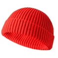 thumbnail image 1 of Babibeauty Men Women Universal Winter Knitted Hat Solid Color Hip Hop Retro Cap Unisex Fall Woolen Beanies (Red), 1 of 2