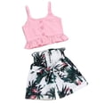 thumbnail image 1 of Babibeauty Toddler Baby Girl Summer Vest Crop Tops + Flamingo Short Pants Outfits, 1 of 7