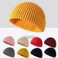 thumbnail image 1 of Babibeauty Unisex Retro Mens Knitted Trawler Beanie Hat Wool Ribbed Cuffed Fisherman Beanie Hats Caps,Orange, 1 of 8
